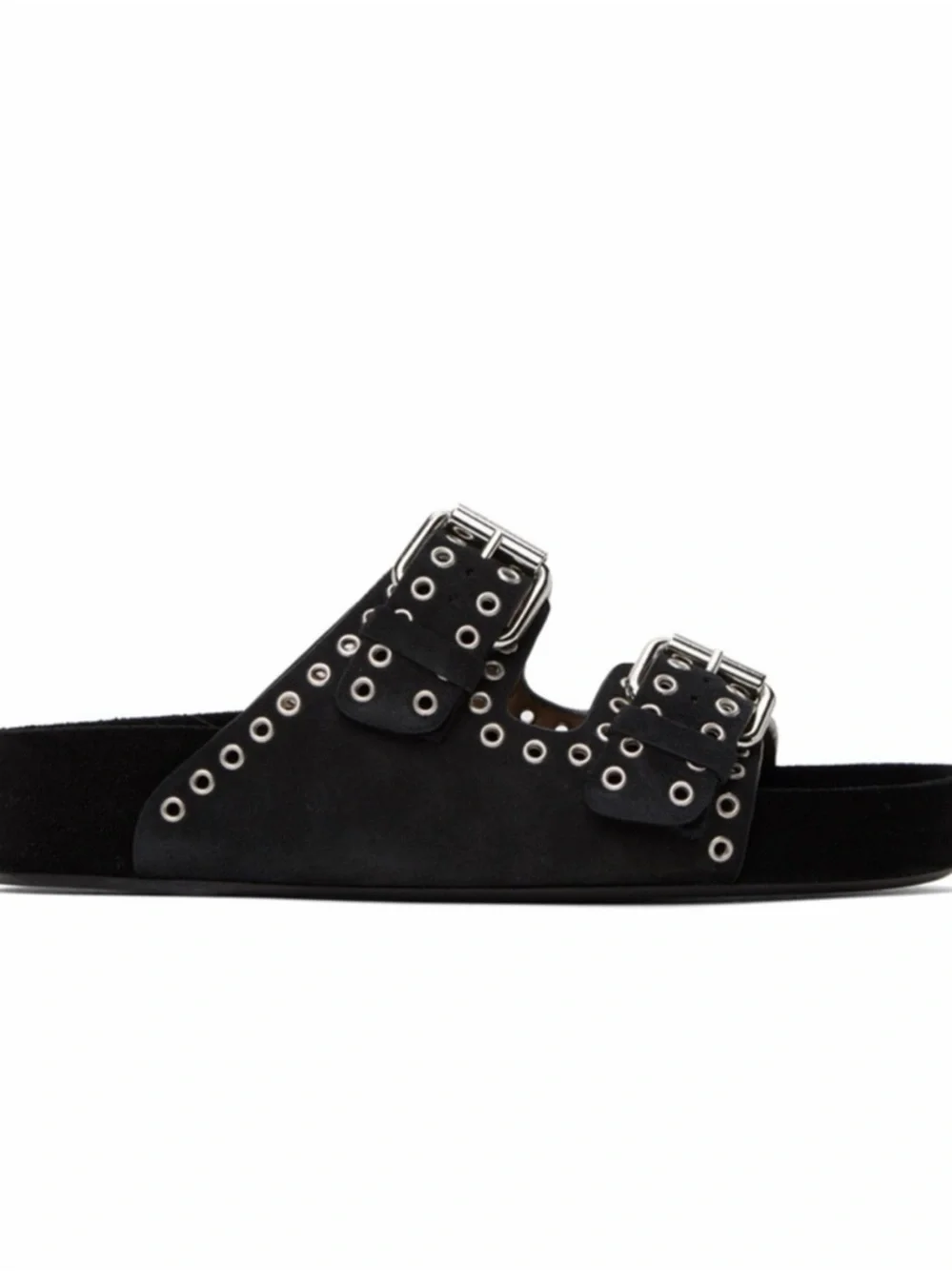 Isabel Marant Black Suede Double-Buckle Studded Sandals Lennyo - Picture 11 of 12